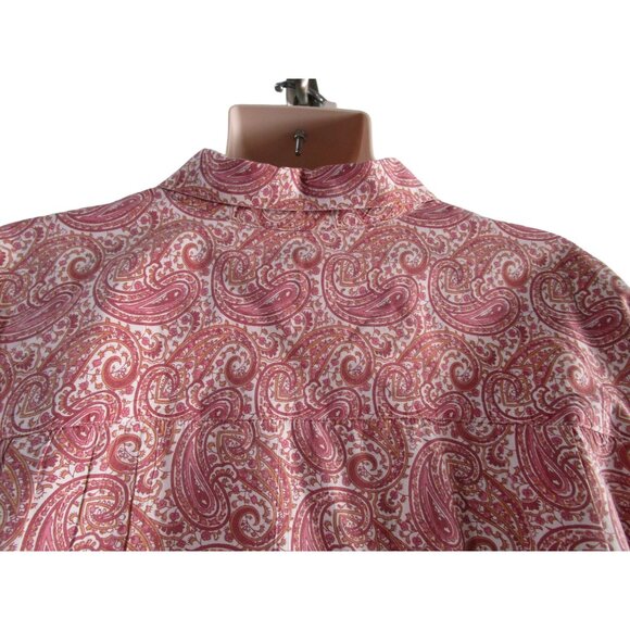 Synergy Raspberry Peach Paisley Button Up Shirt 3XL Liberty Cuffs EUC - Picture 9 of 16